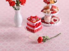 Load image into Gallery viewer, 1:12 Scale Red &amp; Pink Heart-shaped Cake  - 1:12 Scale Handmade Miniature Food