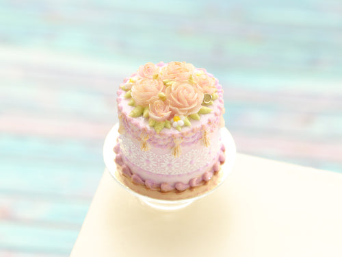 Vintage Cake (D) - Handmade Miniature Dollhouse Food