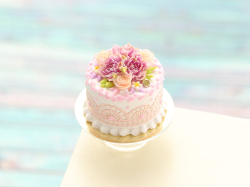 Vintage Cake (B) - Handmade Miniature Dollhouse Food
