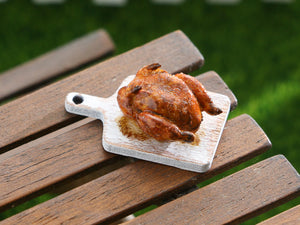 Roast Chicken on Cutting Board - Handmade Miniature Dollhouse Food