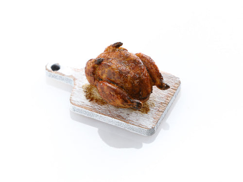 Roast Chicken on Cutting Board - Handmade Miniature Dollhouse Food