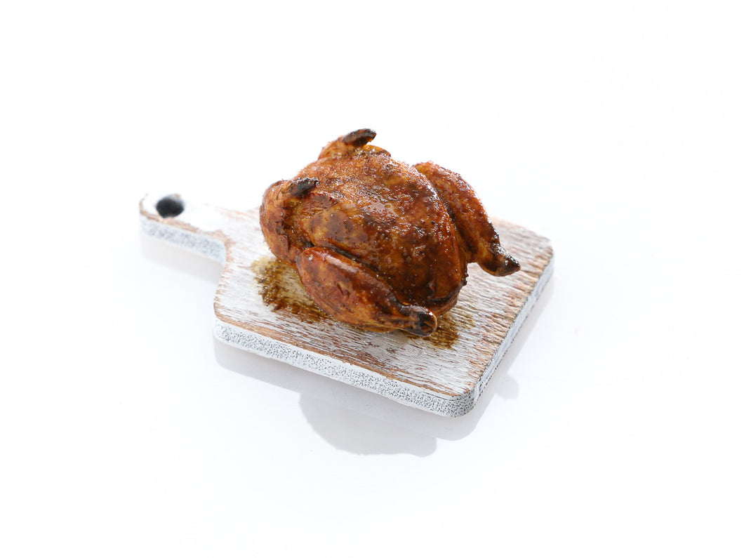 Roast Chicken on Cutting Board - Handmade Miniature Dollhouse Food