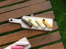 Load image into Gallery viewer, French Eclairs Presented on Wooden Board (Chocolate, Coffee...) - Handmade Miniature Dollhouse Food