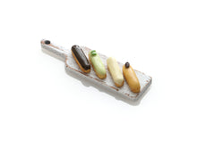 Load image into Gallery viewer, French Eclairs Presented on Wooden Board (Chocolate, Coffee...) - Handmade Miniature Dollhouse Food