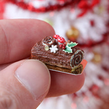 Load image into Gallery viewer, Traditional Dark Chocolate Yule Log / Bûche de Noël - Miniature Food