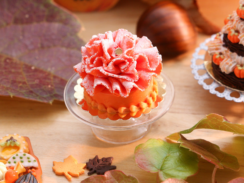 Feuille d'automne French Ruffle Cake - Orange Version for Autumn - Miniature Food