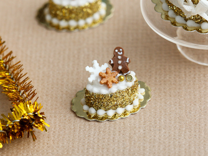 Gingerbread Man Golden Christmas Pastry - Miniature Food