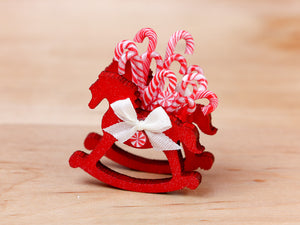 Rocking Horse Christmas Candy Cane Display (Red) - 12th Scale Miniature