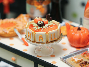 Halloween Cake Decorated with Lettered Cookies - Miniature Food in 12th scale