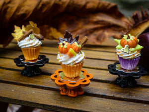 Autumn Showstopper Cupcake - Chocolate Leaf, Pumpkins, Candy Corn