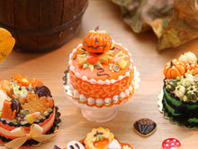 Load image into Gallery viewer, Miniature Cake with Jack O&#39;Lantern and Halloween Candy and Cookie - 12th Scale Miniature Food