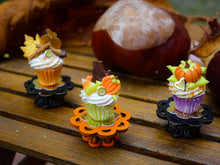 Load image into Gallery viewer, Autumn Showstopper Cupcake - Black Cat, Candy Corn, Pumpkin
