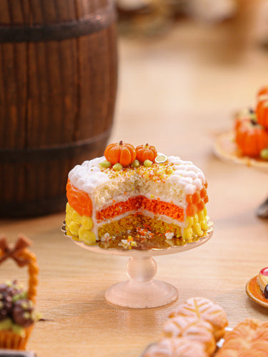 Candy Corn Colours Layer Cake - Miniature Dollhouse Food