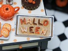 Load image into Gallery viewer, HALLOWEEN Letter Cookies on Baking Sheet for Autumn - Miniature Food in 12th scale