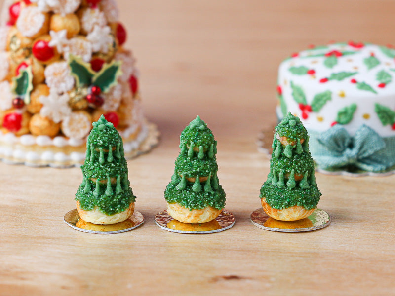 Christmas Tree Religieuse Pastry (Forest Green), Sapin de Noël - Miniature Food