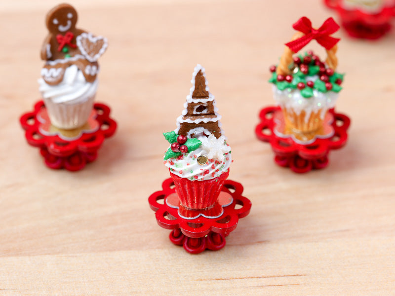 Showstopper Christmas Cupcake Eiffel Tower A - 12th Scale Miniature Food