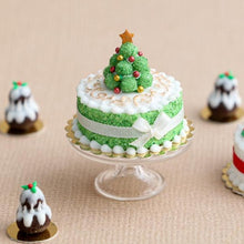 Load image into Gallery viewer, Miniature green truffle Christmas tree cake