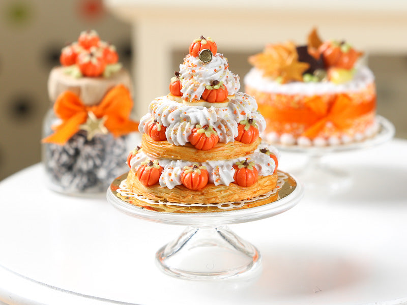Three-tiered Autumn St Honoré French Pastry | Miniature Food