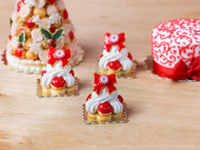 Load image into Gallery viewer, Christmas Bow St Honoré Pastry, Cake, Gateau - Miniature Food in 12th Scale