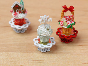 Showstopper Christmas Cupcake Snowy Winter Tree G - 12th Scale Miniature Food