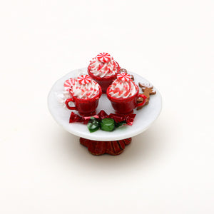 Christmas Cappuccinos, Gingerbread Man, Reindeer, Wrapped Candy - Miniature Food