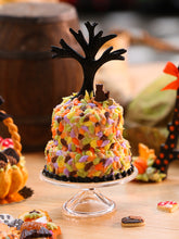 Load image into Gallery viewer, Autumn/ Halloween Cake - Black Cat Sitting in Autumn Leaves Under Bare Tree - Miniature Food