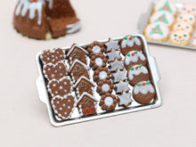 Load image into Gallery viewer, Christmas Gingerbread Cookies on Metal Baking Sheet - Miniature Food