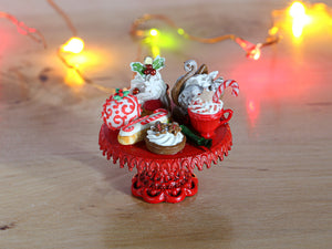 Christmas Pastries on Stand - 12th Scale Miniature Food