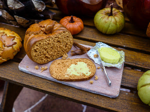 Pumpkin Bread with French Salted Butter - 12th Scale Miniature Food