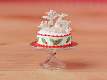 Load image into Gallery viewer, Christmas Winter Wonderland Cake with Frosty Trees &amp; White Reindeer - 12th Scale Miniature Food