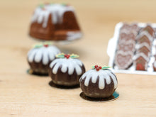 Load image into Gallery viewer, Christmas Pudding Decorated with Holly - Miniature Food
