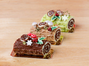 Traditional Milk Chocolate Yule Log / Bûche de Noël - Miniature Food