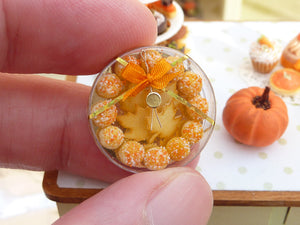 Box of Autumn Leaf Butter Cookies and Choux Buns - 12th Scale Miniature Food