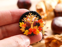 Load image into Gallery viewer, Miniature Decorative Autumn Wreath (C) Autumn Tree and Leaves (Black)