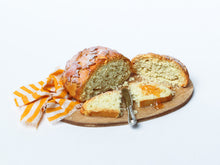 Load image into Gallery viewer, Autumn Leaf Loaf of Bread with Slice Spread with Jelly (Jam) - 12th Scale Miniature Food