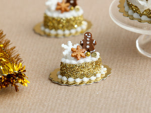 Gingerbread Man Golden Christmas Pastry - Miniature Food