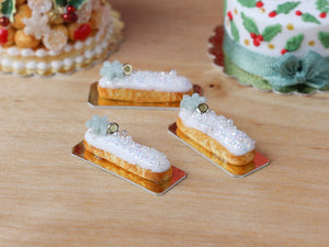 Winter French Eclair - Snowflake and 'Frosty' Icing - Miniature Food