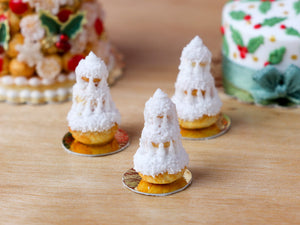 Christmas Tree Religieuse Pastry (White), Sapin de Noël - Miniature Food