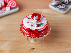Christmas Cake with Snowflakes Spilling from Cup - 12th Scale Miniature Food