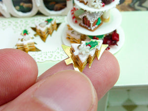 Sapin de Noël Millefeuille Sablé (French Christmas Tree Shaped Layered Cookie) - Individual Christmas Pastry - Miniature Food