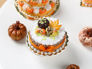 Autumn Cake - Coloured Pumpkins, Leaf Cookie, Candy Corns, Orange Bow