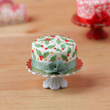 Load image into Gallery viewer, Holly and Berries Modern &#39;Designer&#39; Christmas Cake - 12th Scale Miniature Food
