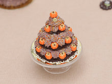 Load image into Gallery viewer, Triple Tiered Chocolate St Honoré Pastry for Autumn / Thanksgiving - Miniature Food in 12th Scale for Dollhouse