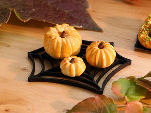 Trio of Autumn Brioche Presented on Spiders Web Tray - Miniature Food