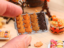Load image into Gallery viewer, Leaf Cookies on Metal Baking Tray - 12th Scale Miniature Food