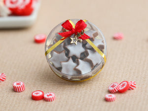 Christmas Gift Box of Iced Cinnamon Star Cookies (Etoiles à la canelle) - Miniature Food