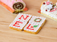 Load image into Gallery viewer, NOËL Cookies, Handpiped - Large 12th Scale - Suitable for Blythe, Barbie, Pullip, American Girl Doll (AGD), Playscale, 1/6