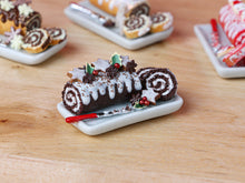 Load image into Gallery viewer, Christmas Swiss Roll Yule Log (Gateau Roulé) - Cinnamon Stars - Miniature Food