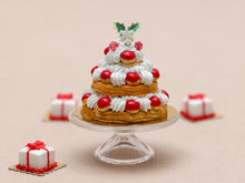 Load image into Gallery viewer, Three Tiered Christmas St Honoré Pastry Centerpiece - Miniature Food