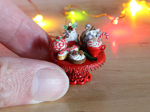 Christmas Pastries on Stand - 12th Scale Miniature Food